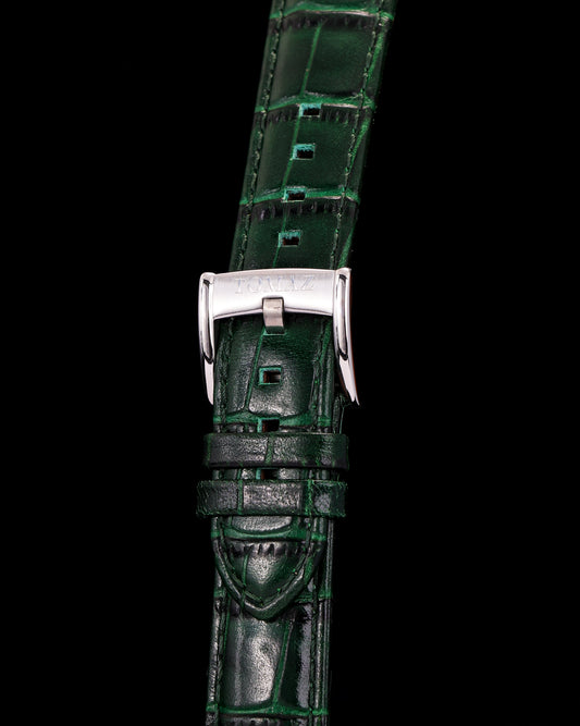 Tomaz TS1-1B Men's Leather Bamboo 20mm Watch Strap (Green)