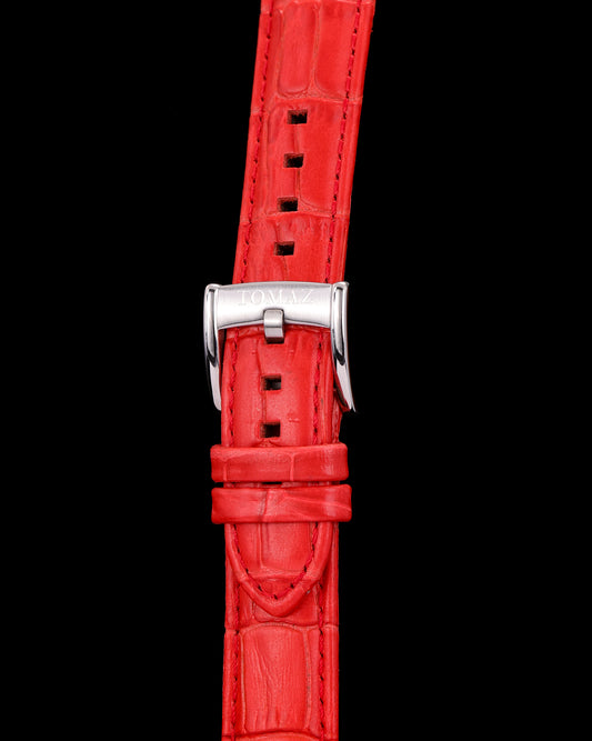 Tomaz TS1-1B Men's Leather Bamboo 20mm Watch Strap (Light Red)