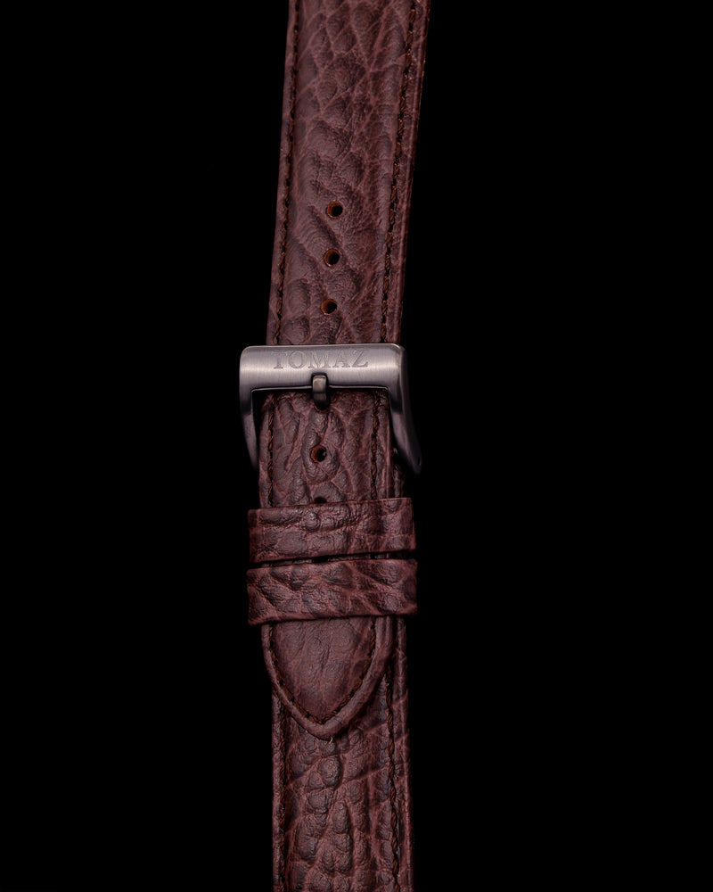 Tomaz TS1-3C Leather Lychee 22mm Strap (Coffee)