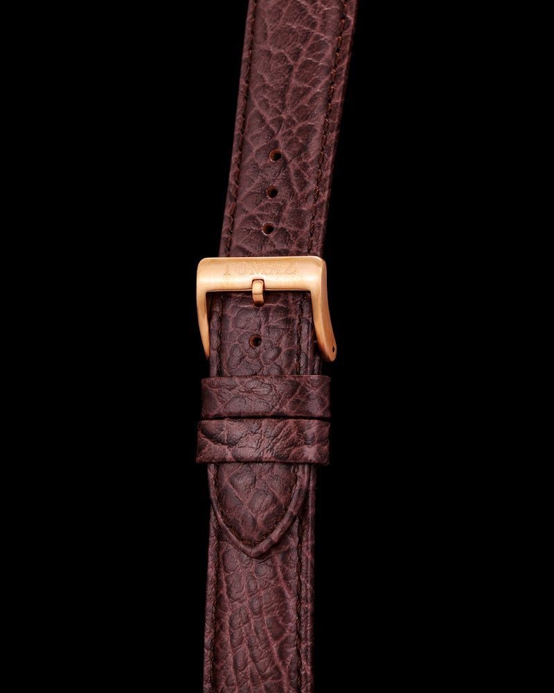 Tomaz TS1-3A Leather Lychee 22mm Strap (Coffee)