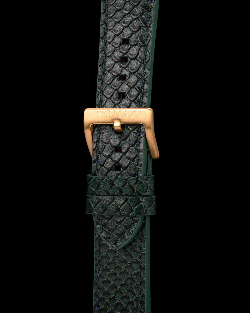 Tomaz TS1-2D Leather Salmon 24mm Strap (Green)