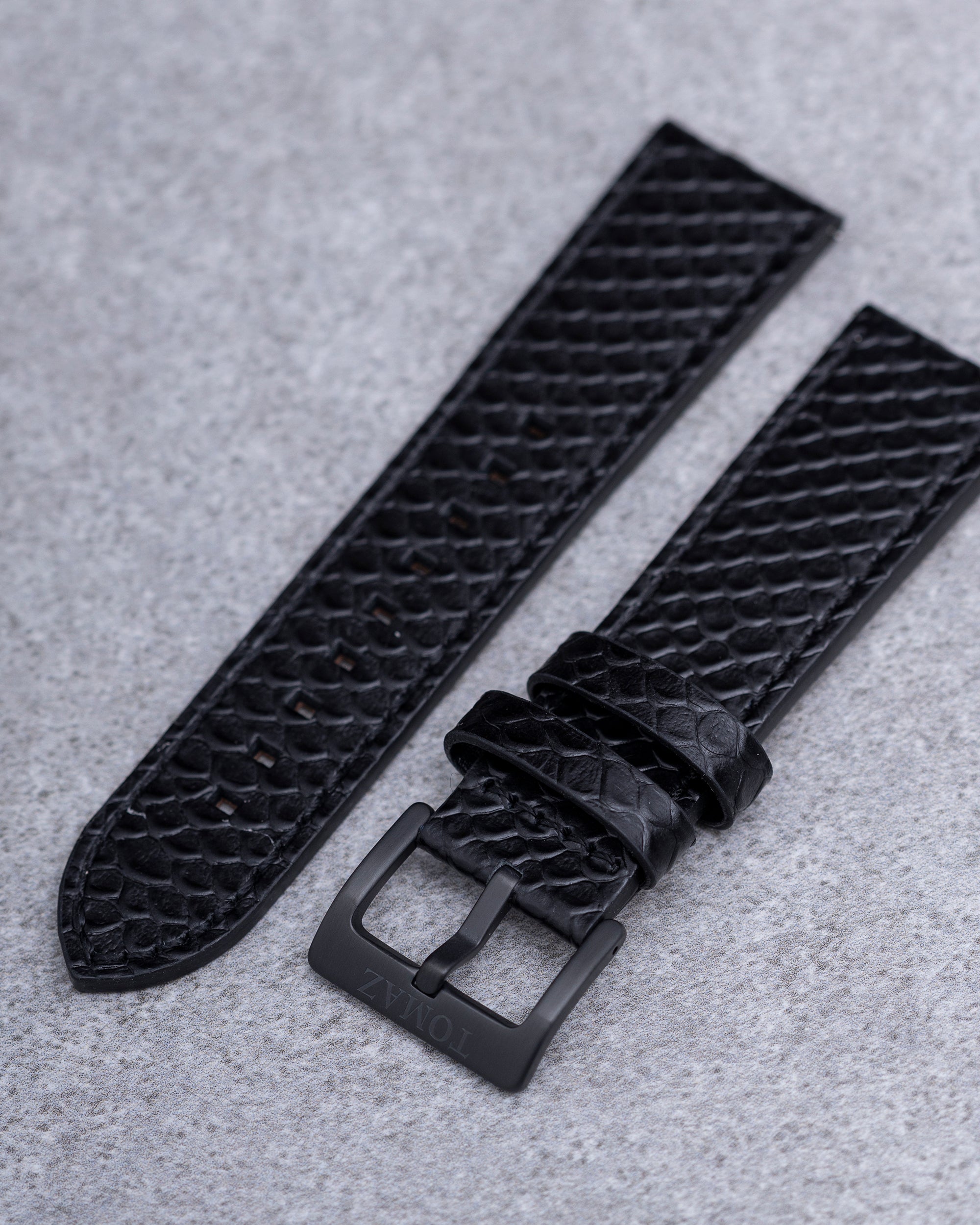 Tomaz TS1-2 Leather Salmon 24mm Strap (Black)