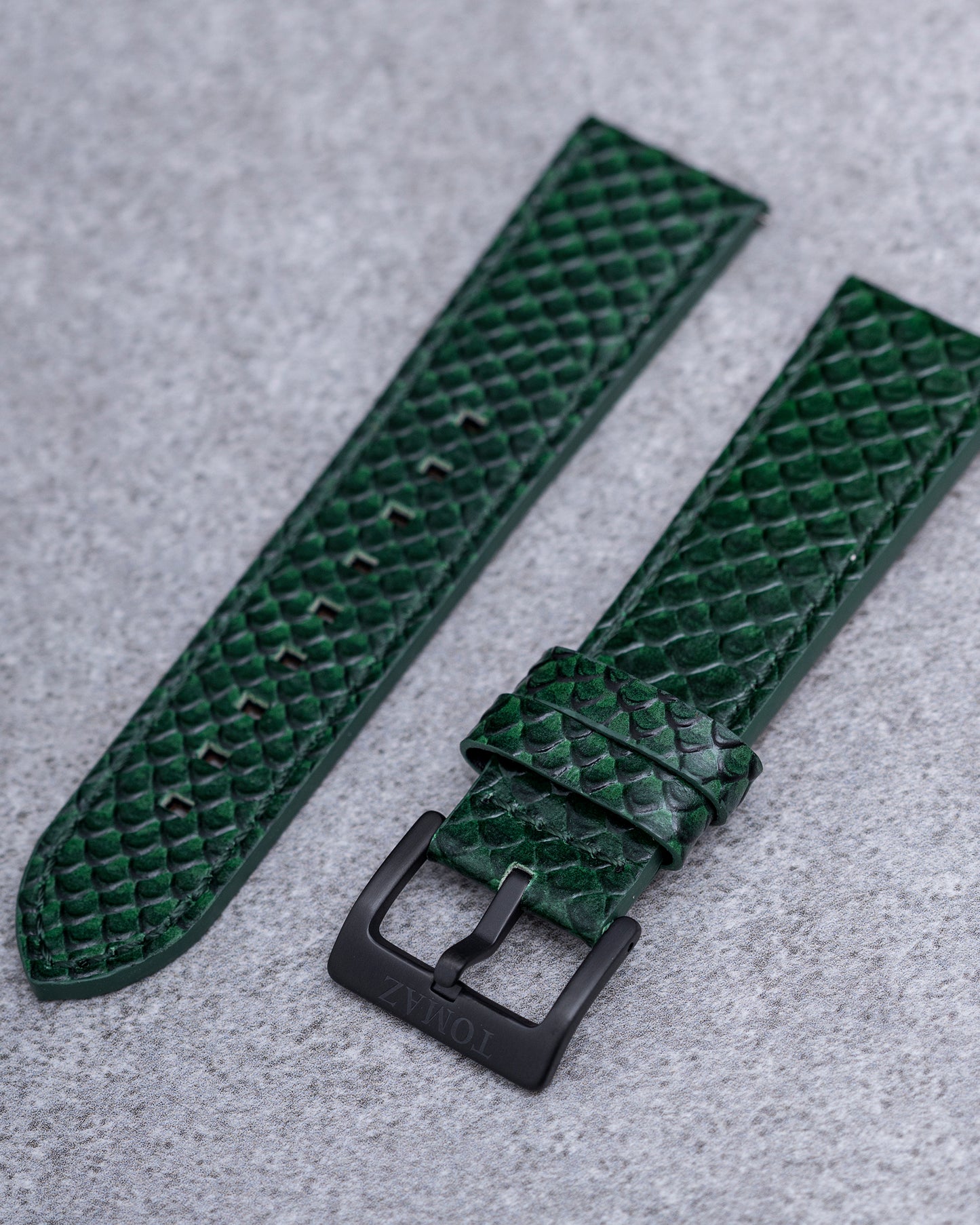 Tomaz TS1-2 Leather Salmon 24mm Strap (Green)