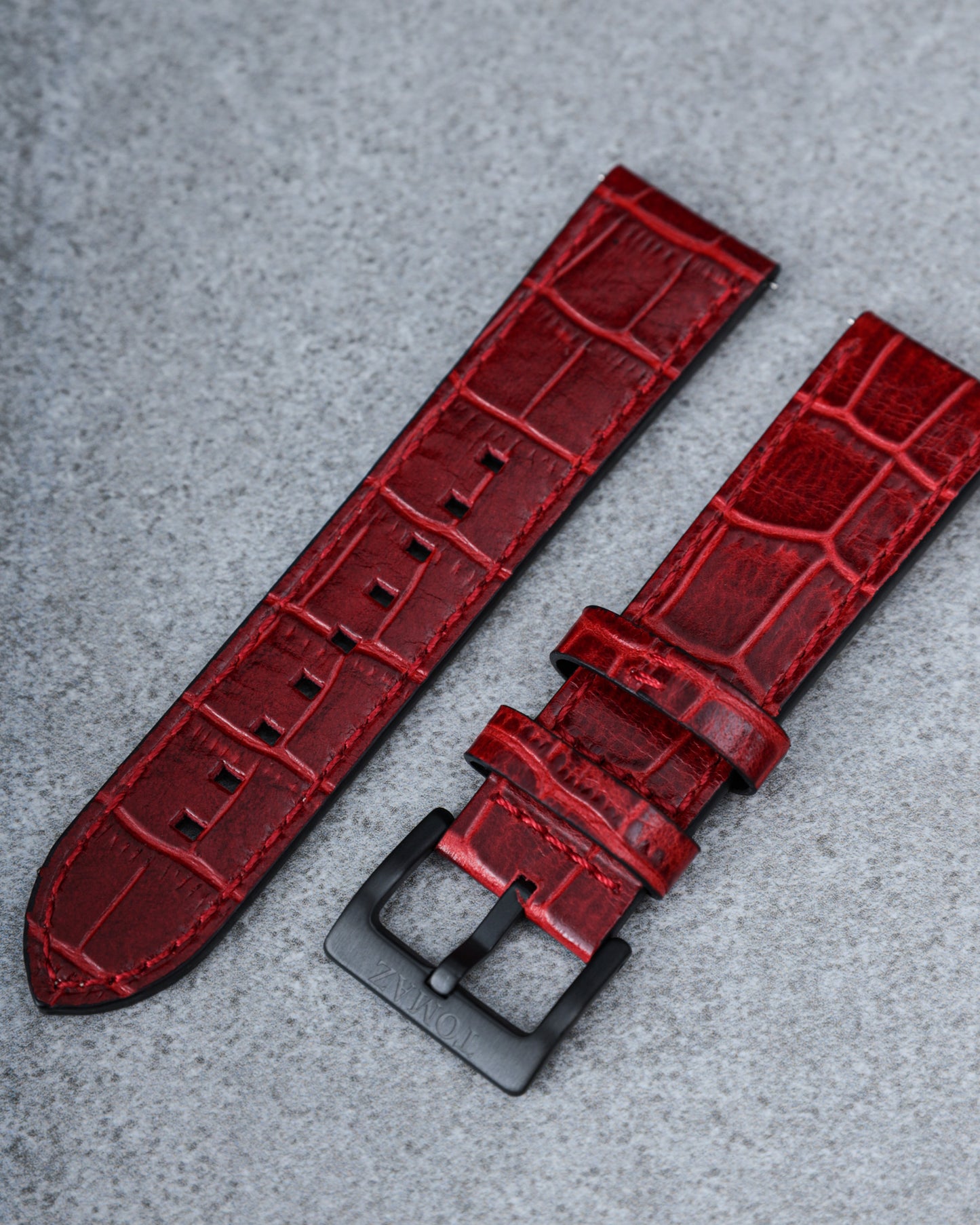 Tomaz TS1-1 Leather Bamboo 24mm Strap (Red)