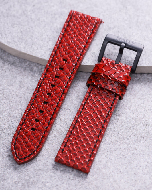 Tomaz TS1-2 Leather Salmon 24mm Strap (Red)