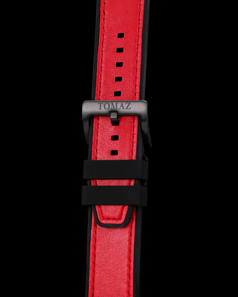 Tomaz TS7A Leather/Silicone Plain 24mm Strap (Red)