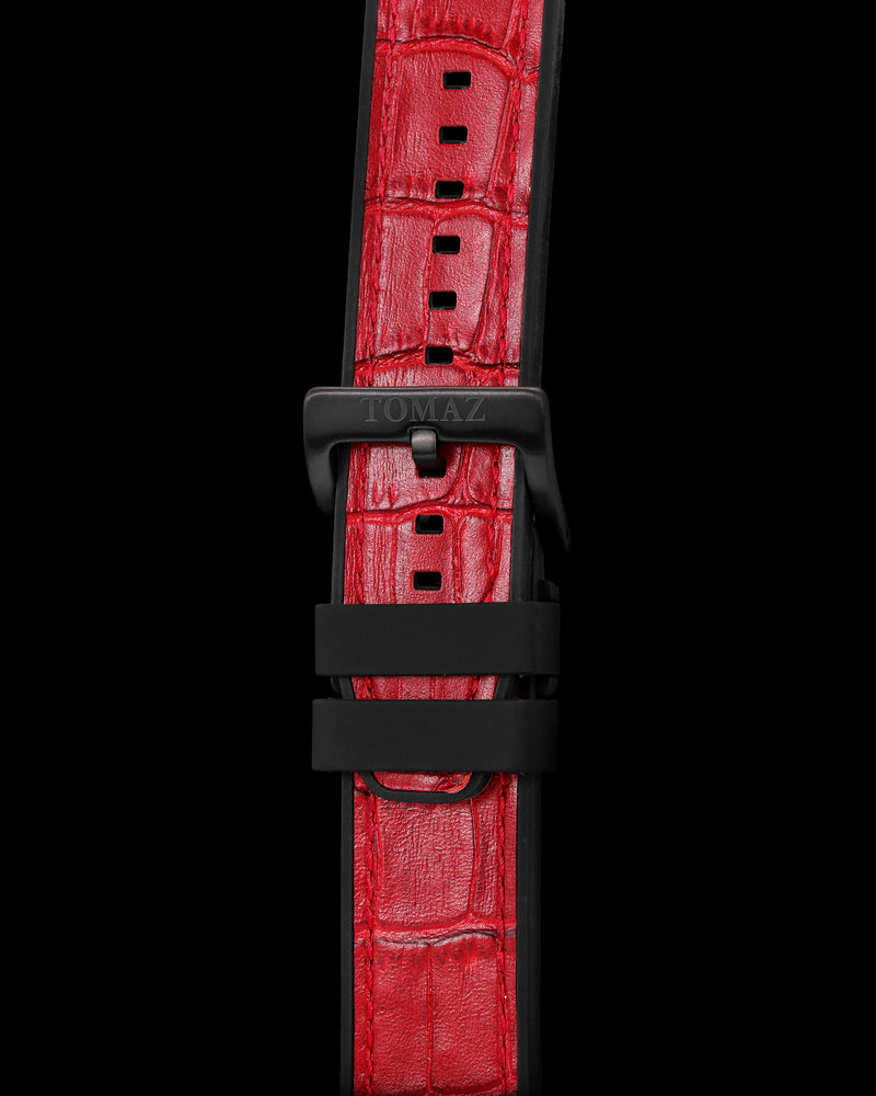 Tomaz TS7-1 Leather/Silicone Bamboo 24mm Strap (Red)