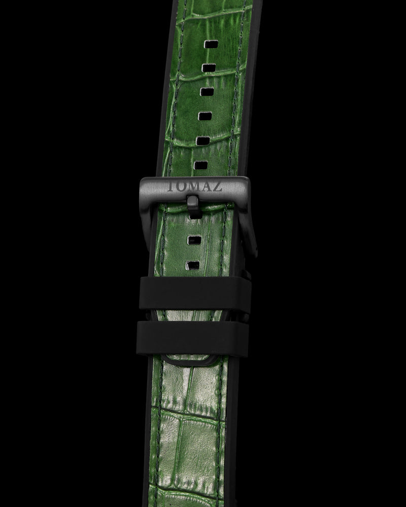 Tomaz TS7-1 Leather/Silicone Bamboo 24mm Strap (Green)