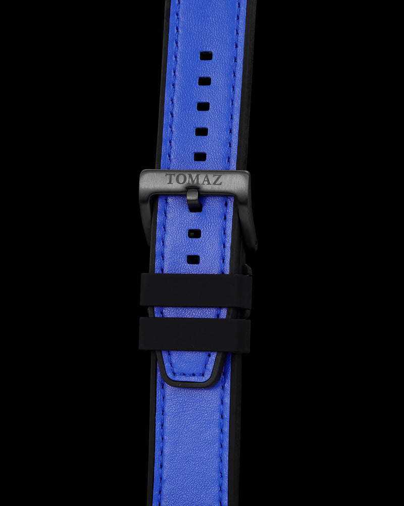 Tomaz TS7A Leather/Silicone Plain 24mm Strap (Blue)