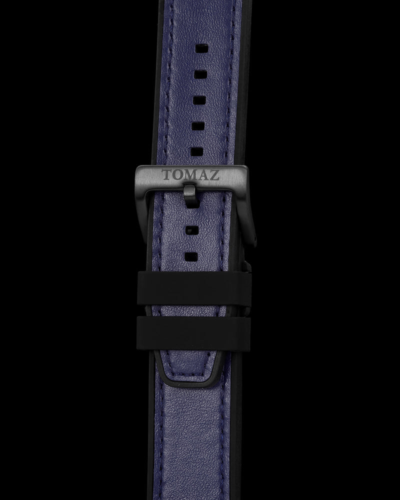 Tomaz TS7A Leather/Silicone Plain 24mm Strap (Navy)