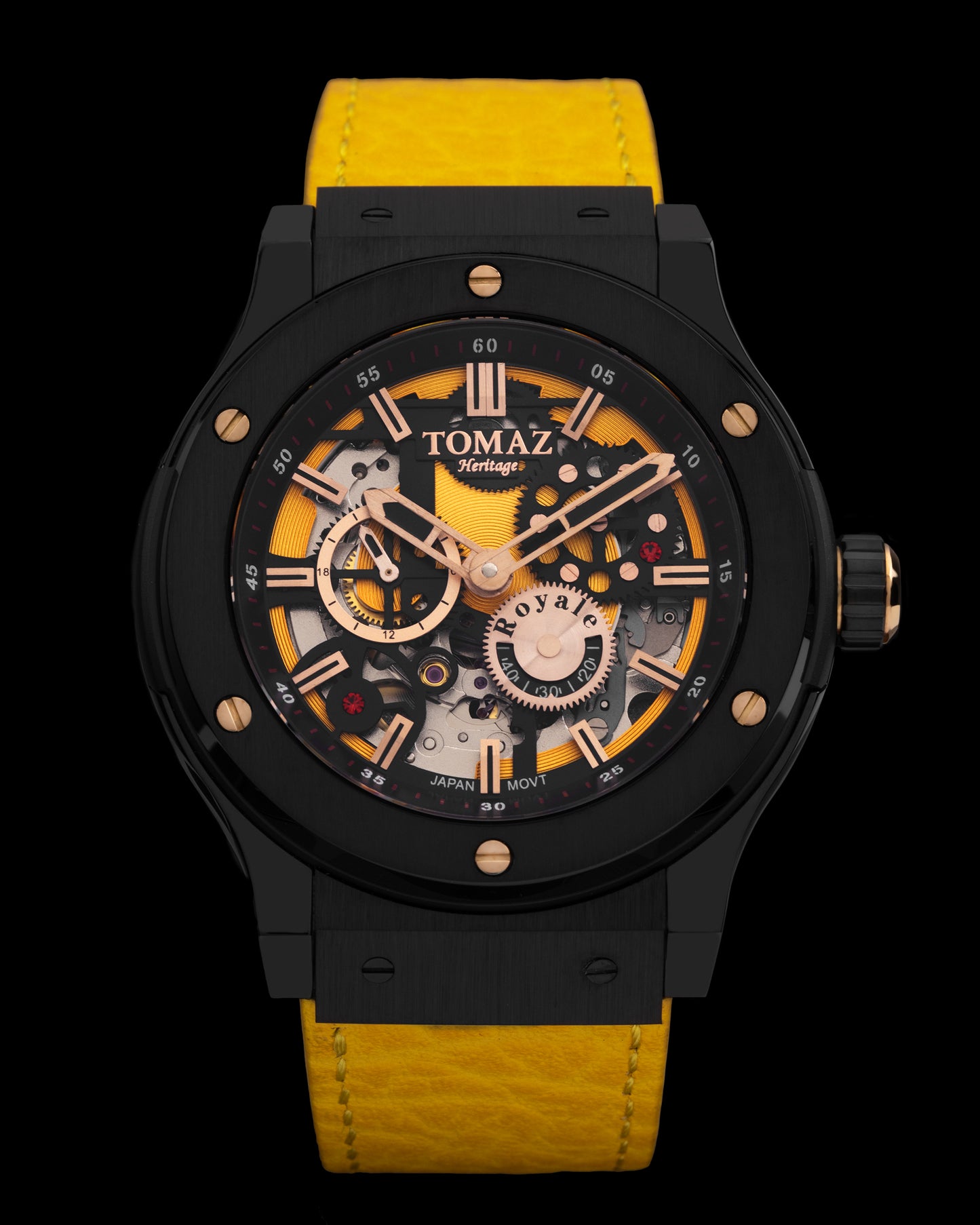 Tomaz Men's Watch TW014-D7 (Black/Yellow) Yellow Leather Strap