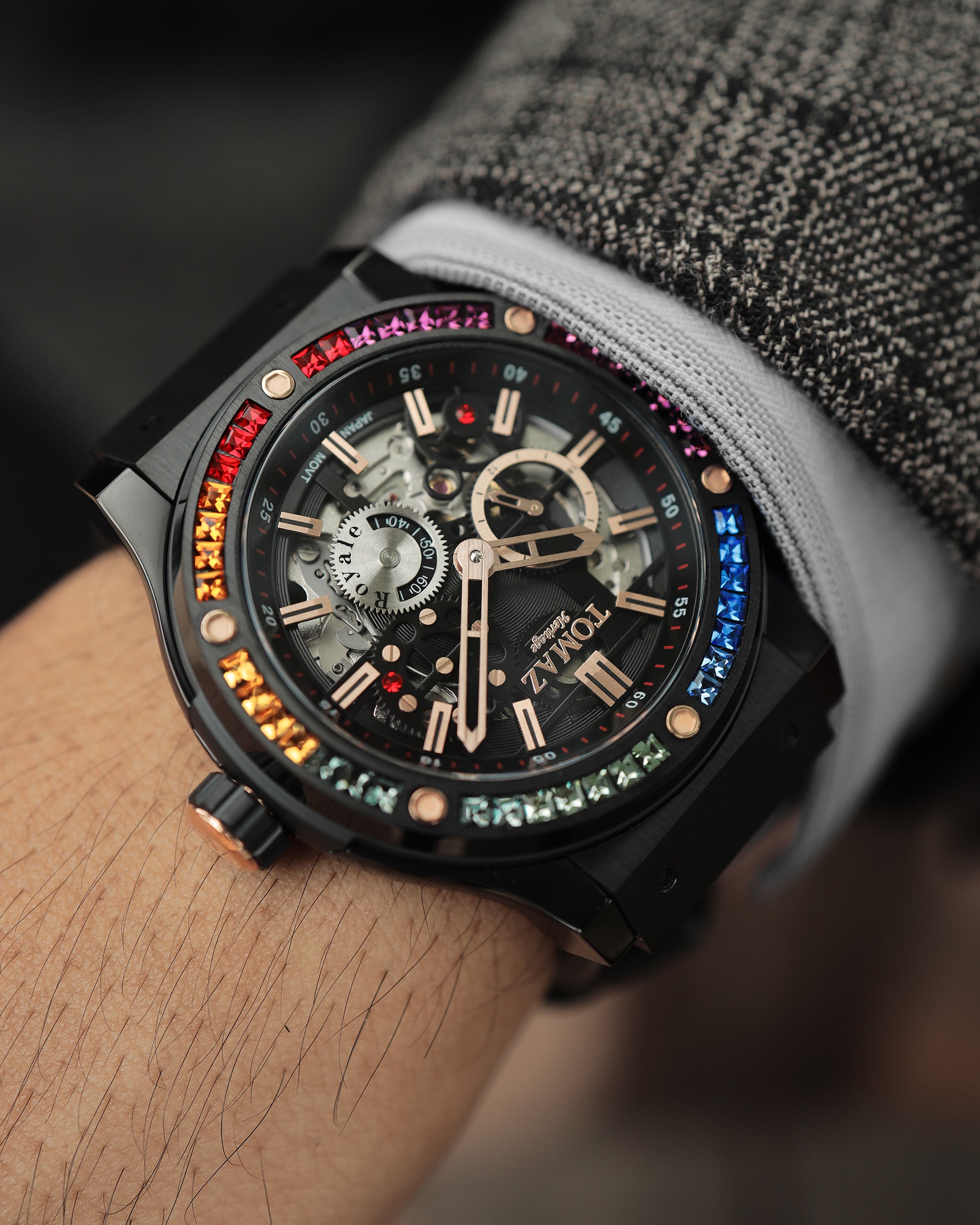 Tomaz Royale TW014B-D2 Crystal Watch – Salmon Leather Strap