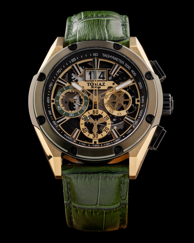 RAWR III TW024F-D6 (Gold) Green Bamboo Leather Strap