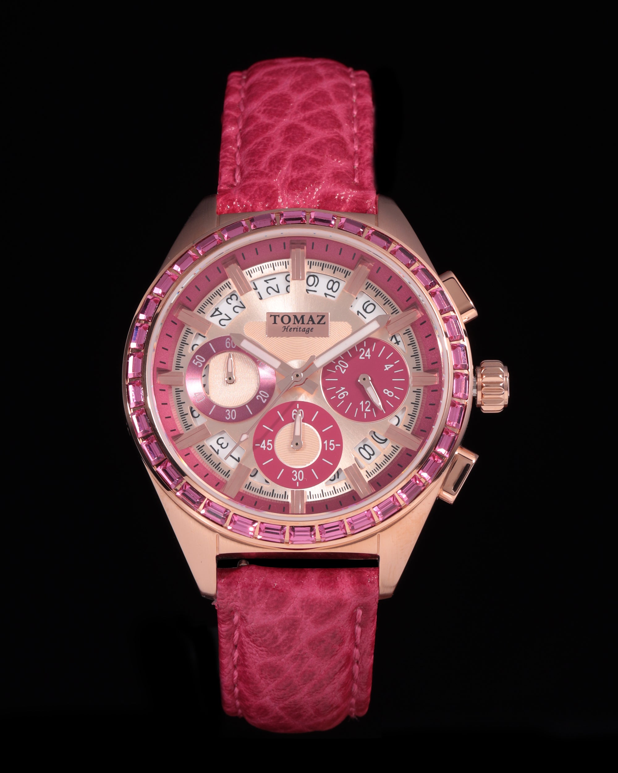 Juliet TW025L-D10 (Rosegold/Pink) with Pink Swarovski (Pink Leather Strap)