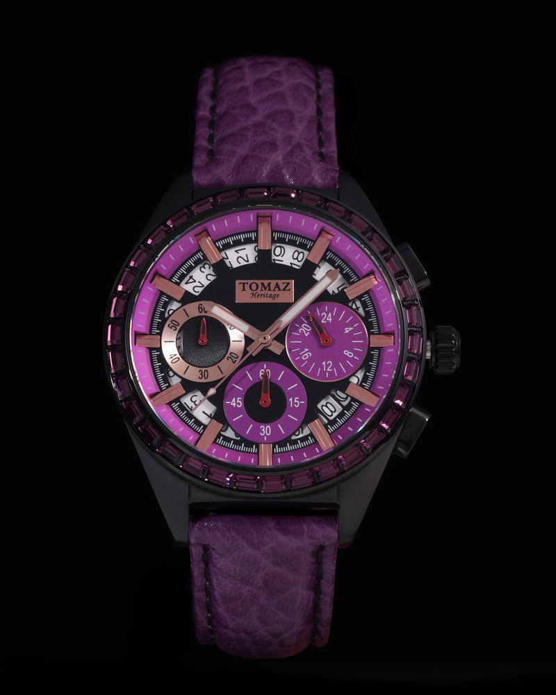 Juliet TW025L-D12 (Black/Purple) with Dark Purple Swarovski Purple Leather Strap)