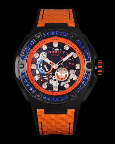 Royale XL TW027S-D19 (Hitam/Oren) dengan Swarovski (Kulit Oren dengan Tali Getah)