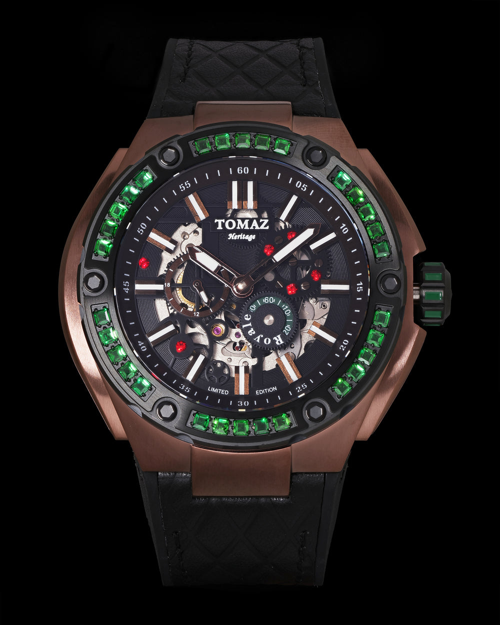 Royale XL TW027S-D5 (Kopi/Hitam) dengan Swarovski (Kulit Salmon Kopi dengan Tali Getah)