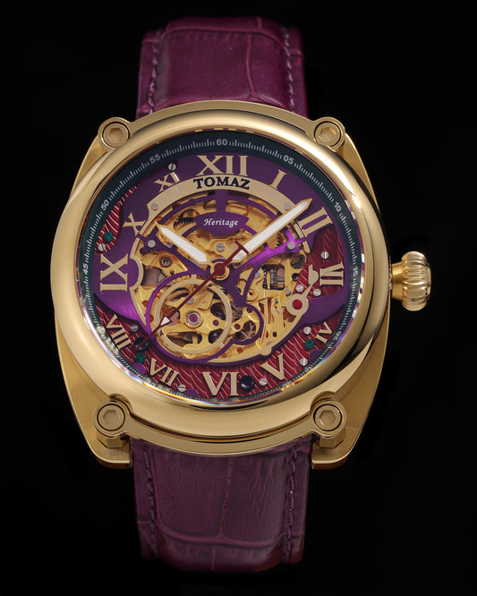 Xavier Automatic TW030-D17 (Gold/Purple) Purple Bamboo Leather Strap