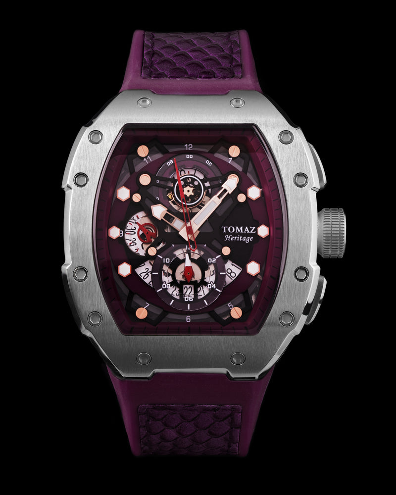 AK47 TW032-D12 (Silver/Purple) Purple Leather with Rubber Strap