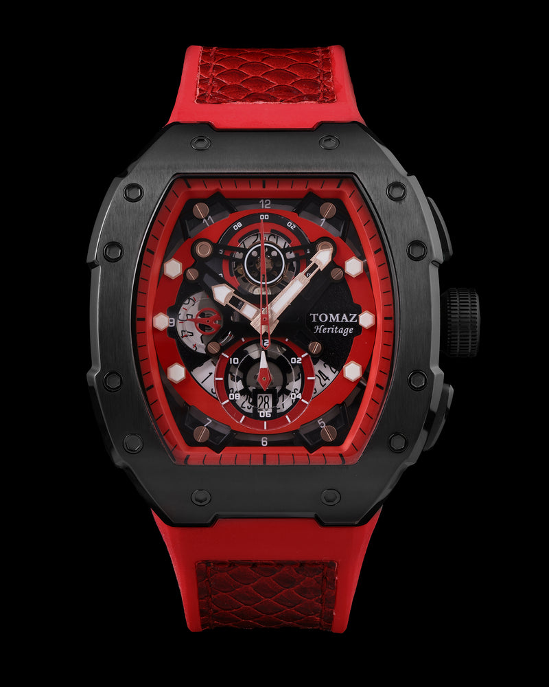 AK47 TW032-D5 (Black/Red) Red Leather with Rubber Strap