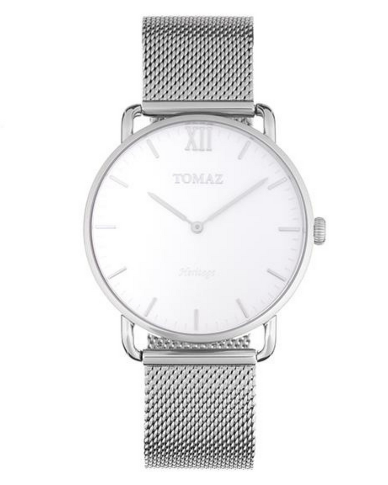 Tomaz Man's Watch G1M-D4 (Silver/White) Silver Mesh Strap