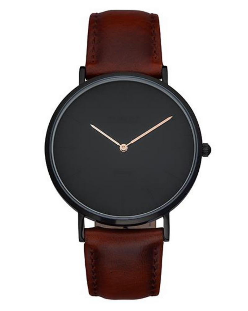 Tomaz Men's Watch G2M-E (Black) Wine Leather Strap