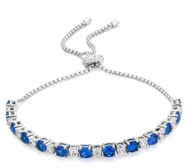 WJ196 - Bracelet Brass White Gold Plated (Blue)