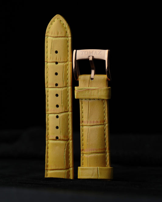 Tomaz TS1-1A Leather Bamboo 22mm Strap (Yellow)