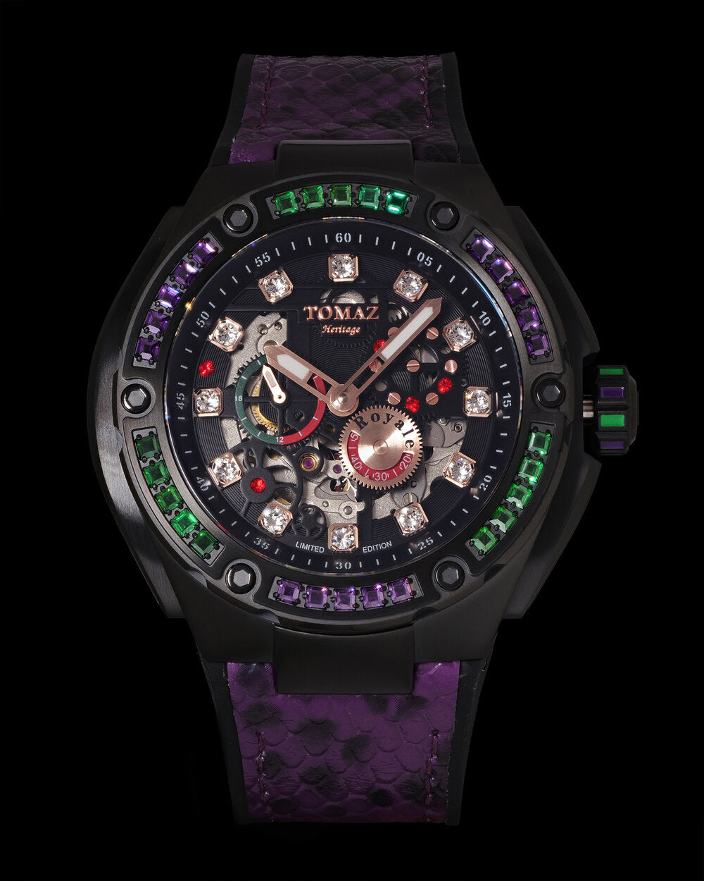 Tomaz Royale XL TW027S-D15 Crystal Watch – Leather Hybrid Strap